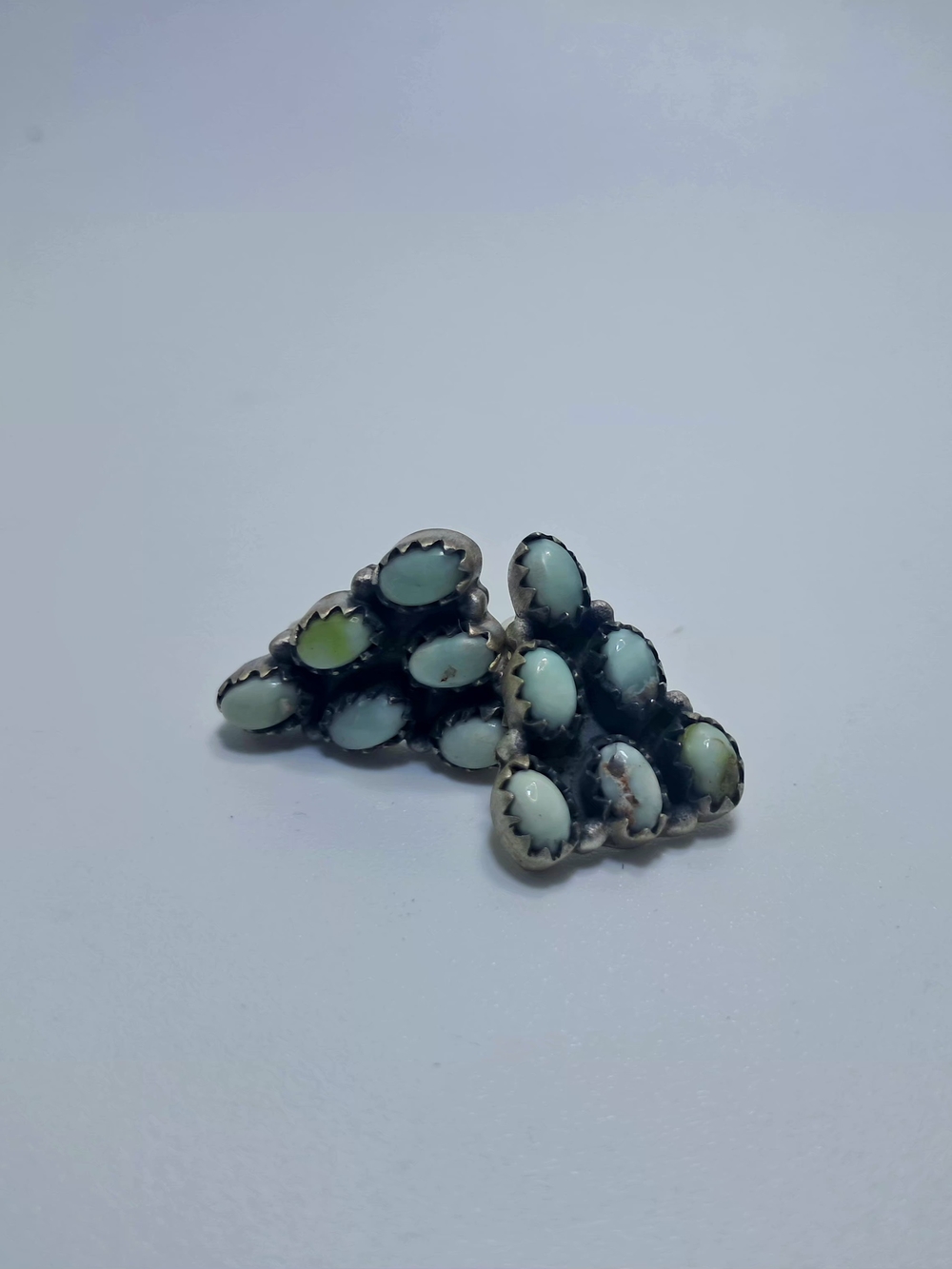 Vintage Southwestern 925 Silver Palomino Turquoise Half-Cluster Stud Earrings